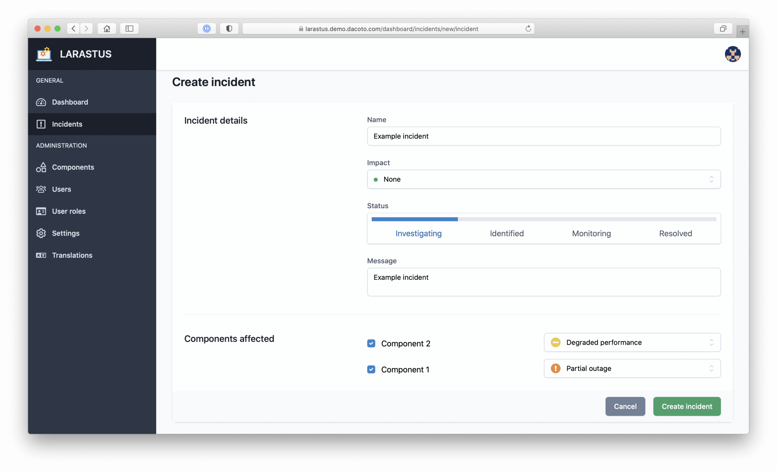 Usability screenshot