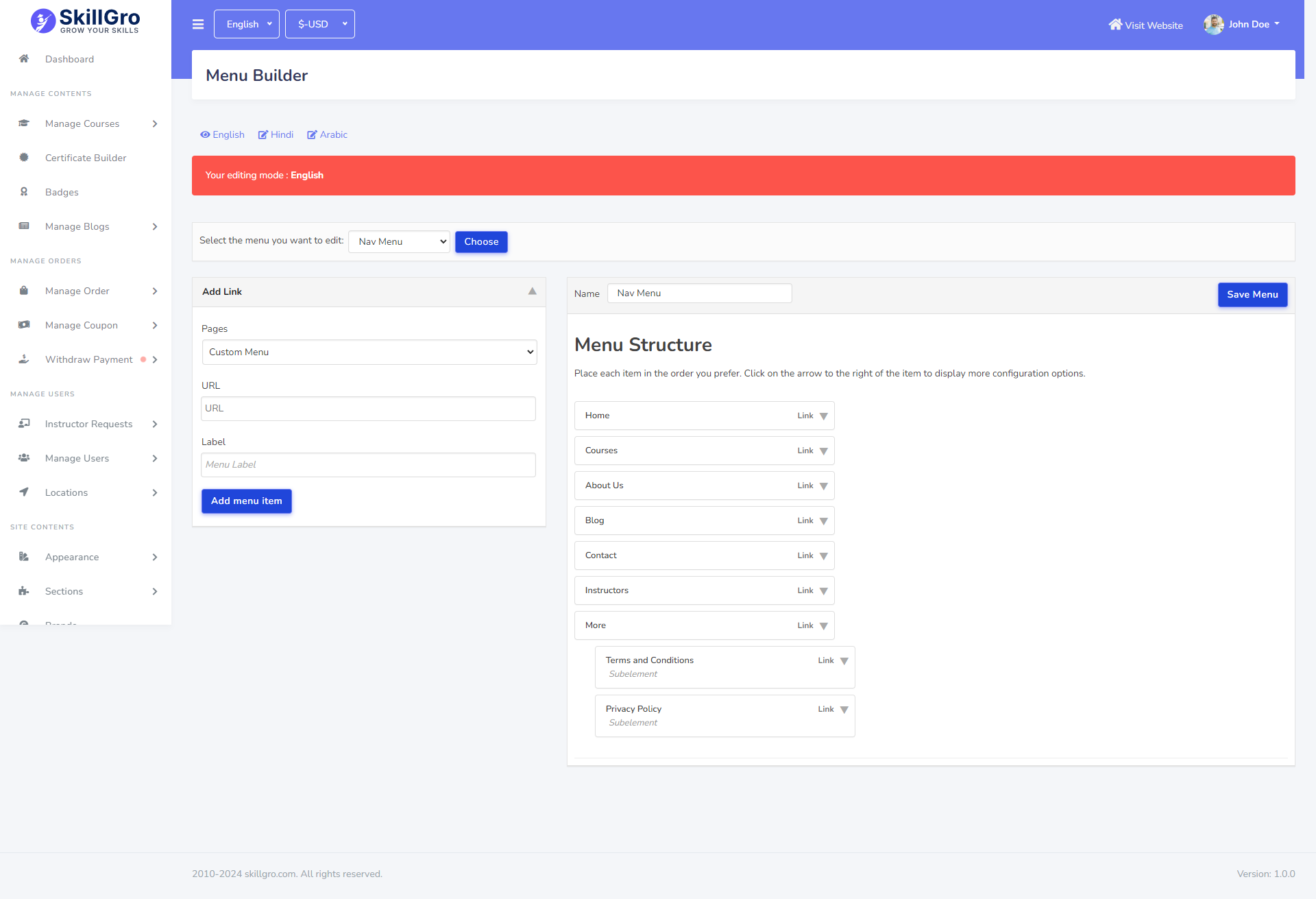 Usability screenshot