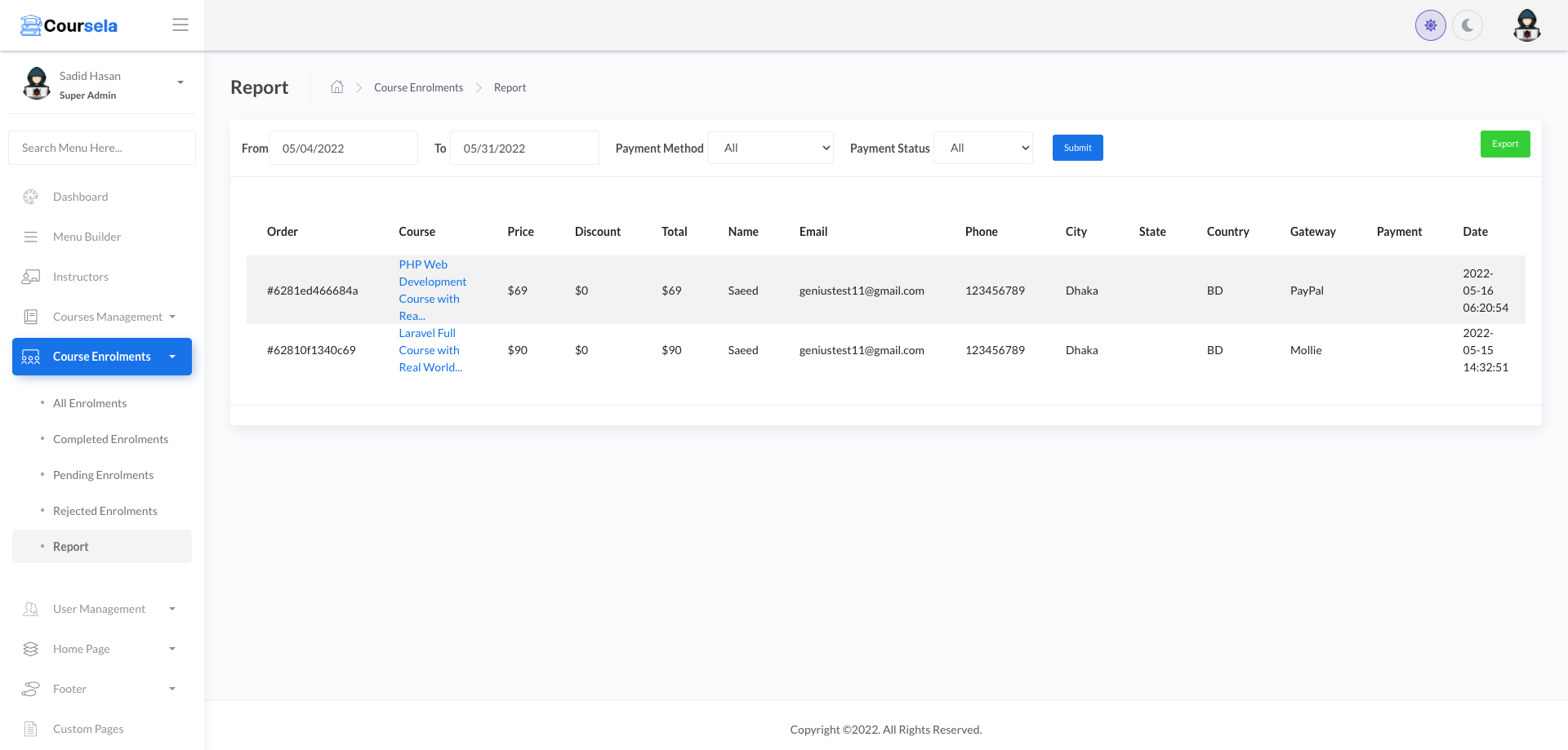 Usability screenshot